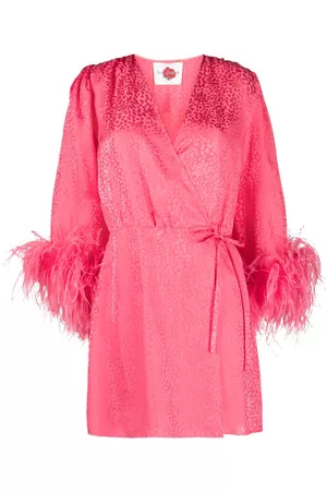 Art Dealer Donna Vestiti con piume - Abito a portafoglio con piume - Rosa