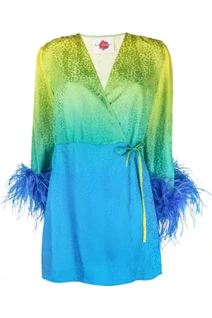 Art Dealer Donna Vestiti con piume - Abito a portafoglio con piume - Verde