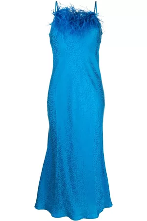 Art Dealer Donna Vestiti con piume - Abito smanicato con piume - Blu