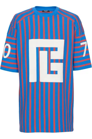 Balmain T-shirt con stampa Maxi PB a righe