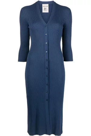 SEMICOUTURE Donna Vestiti in maglia - Abito con scollo a V - Blu