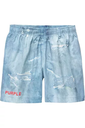 Purple Brand Uomo Pantaloncini - Bermuda denim con effetto vissuto - Blu