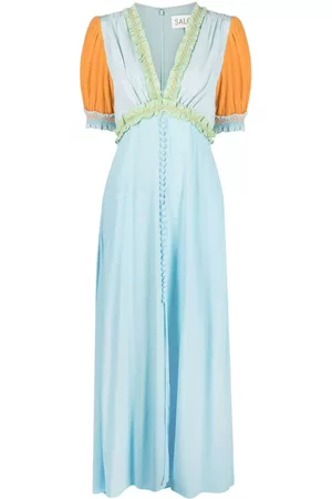 SALONI Donna Vestiti lunghi - Abito lungo Lea con design color-block - Blu