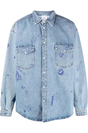 Vetements Uomo Camicie denim - Giacca-camicia denim con stampa - Blu