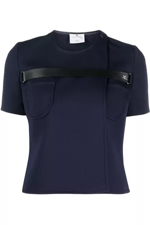 Courrèges Donna T-shirt con logo - T-shirt con placca logo - Blu