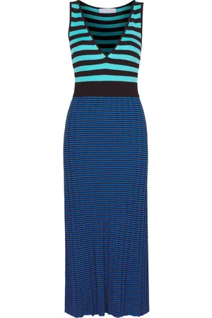 PROENZA SCHOULER WHITE LABEL Donna Vestiti smanicati - Abito smanicato a righe - Blu
