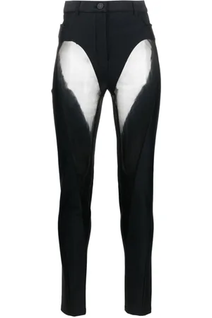 MUGLER Pantaloni svasati con inserti