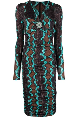 Roberto Cavalli Donna Vestiti midi - Abito midi con stampa - Marrone