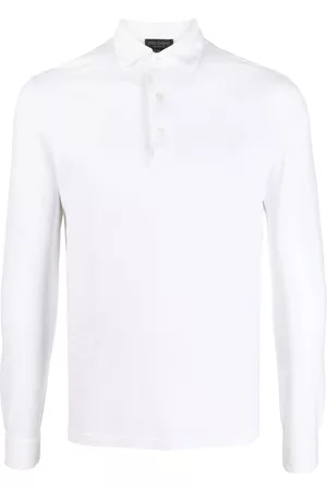 DELL'OGLIO Uomo Polo - Polo a maniche lunghe - Bianco