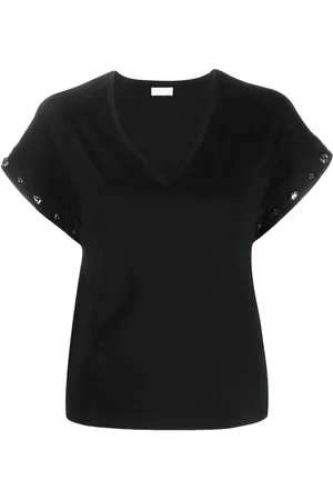 Liu Jo Donna T-shirt - T-shirt con scollo a V - Nero