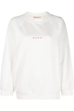 Marni Donna Felpe - Logo-print cotton sweatshirt - Bianco