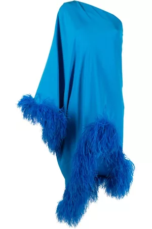 Art Dealer Donna Vestiti con piume - Abito monospalla con piume - Blu