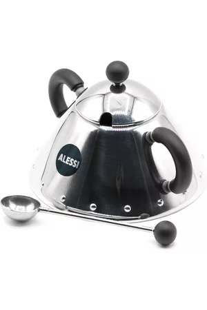 Alessi Set zuccheriera e cucchiaio con stampa - ZUCCHERIERA CON CUCCHIAINO IN ACCIAIO INOX 18/10 MANICO NERO