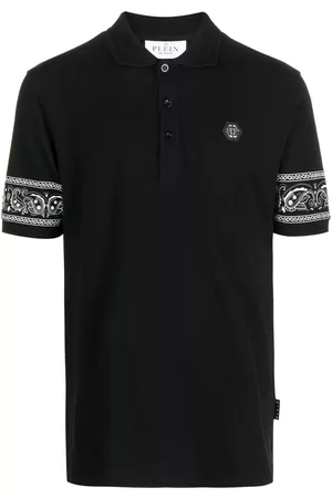 Philipp Plein Uomo Polo - Bandana-print short-sleeved polo shirt - Nero
