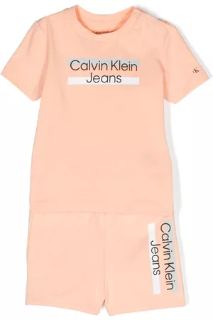 Calvin Klein Pantaloncini - Set top e shorts con stampa - Arancione