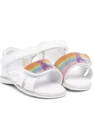 Patrizia Pepe Girl Sandali - Rhinestone-embellished touch-strap sandals - Bianco