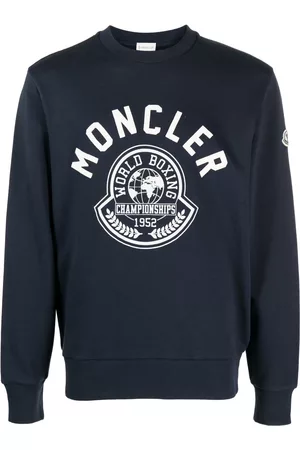 Moncler Uomo Felpe - Logo-print cotton-blend sweatshirt - Blu