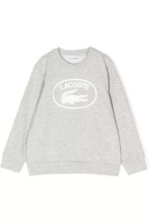 Lacoste Felpe senza cappuccio - Logo-print cotton sweatshirt - Grigio