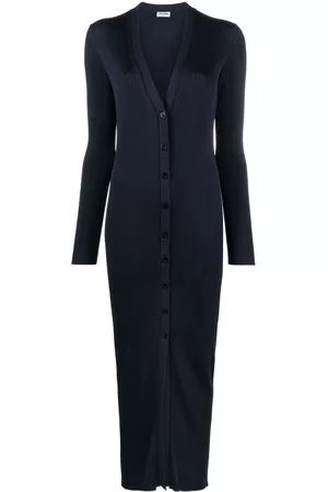 Saint Laurent Donna Vestiti in maglia - Ribbed-knit cardigan dress - Blu