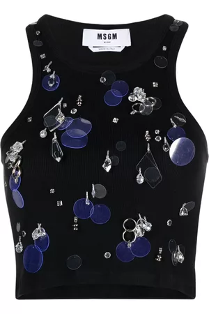Msgm Donna Canotte - Embellished cropped vest - Nero