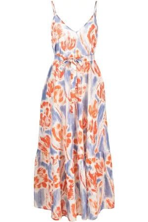 Essentiel Antwerp Donna Vestiti lunghi a fiori - Abito lungo a fiori con scollo a V - Blu