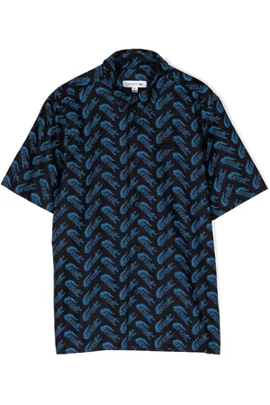Lacoste Camicie - All-over logo-print button-up shirt - Blu
