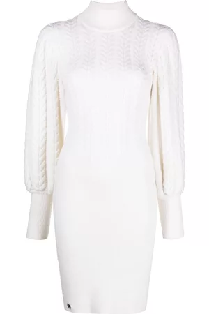 Philipp Plein Donna Vestito maglione collo alto - Abito a collo alto - Bianco