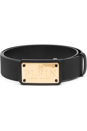 Philipp Plein Cintura in pelle con placca logo
