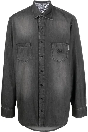 Philipp Plein Camicia denim con strass