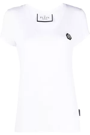 Philipp Plein Donna T-shirt - T-shirt con scollo a V - Bianco