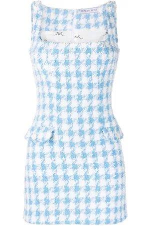 Rowen Rose Donna Vestiti sexy - Abito mini in tweed con motivo pied-de-poule - Blu