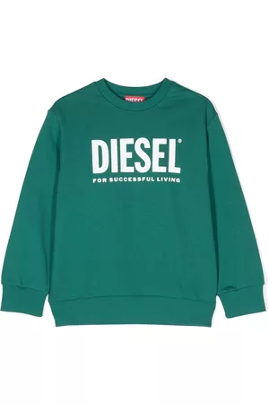 Diesel Felpe senza cappuccio - Logo-print cotton sweatshirt - Verde