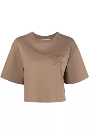 Closed Donna T-shirt con logo - Logo-embroidered cropped T-shirt - Marrone