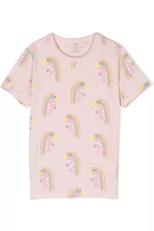 Stella McCartney T-shirt cotone - Unicorn-print cotton T-shirt - Rosa