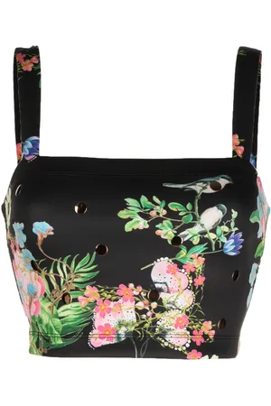 Cynthia Rowley Top smanicato crop a fiori
