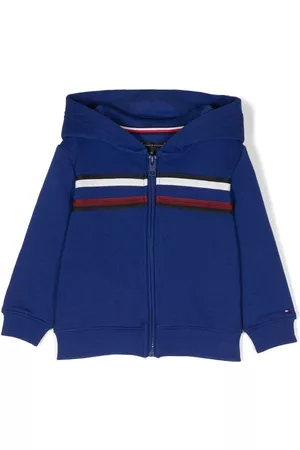 Tommy Hilfiger Hoodies - Stripe-detail zip-up hoodie - Blu