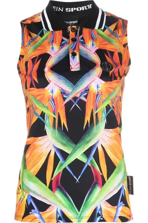 Philipp Plein Polo a fiori smanicata