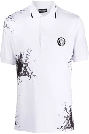 Philipp Plein Uomo Polo - Splash-print cotton polo shirt - Bianco
