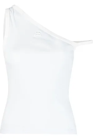 Courrèges Top monospalla con ricamo