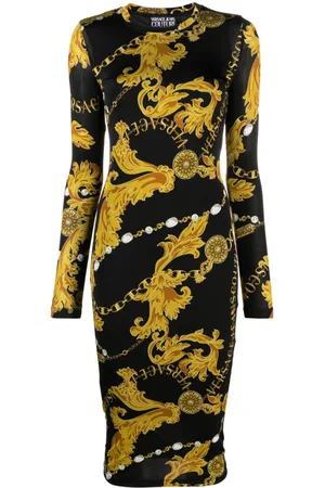 VERSACE Abito midi con stampa barocca