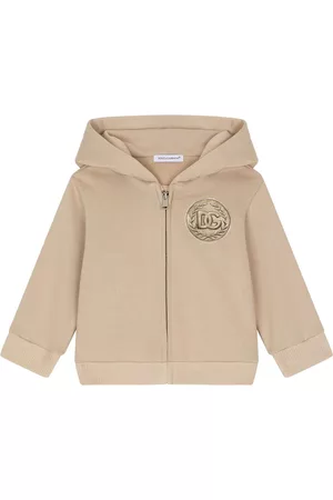 Dolce & Gabbana Hoodies - Logo-patch cotton hoodie - Marrone