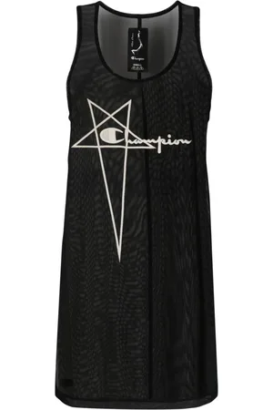 Rick Owens Abito smanicato semi trasferente con ricamo