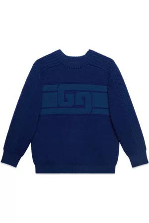 Gucci Felpe senza cappuccio - Double G wool sweatshirt - 4660 BLUE