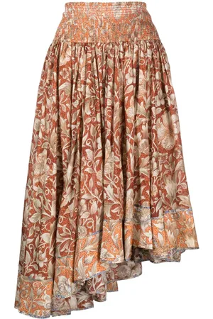 ZIMMERMANN Gonna midi a fiori asimmetrica