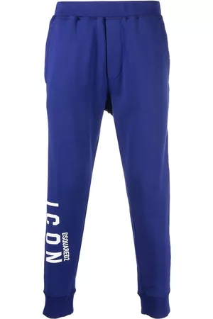 Dsquared2 Uomo Pantaloni sportivi - Icon-print cotton track pants - Blu