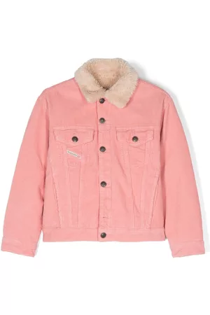 Diesel Giacche bomber - Giacca Jresky a coste con collo in shearling - Rosa