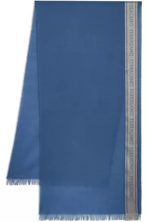 Salvatore Ferragamo Uomo Sciarpe - Colour-block logo-print scarf - Blu