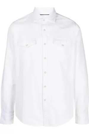 MOORER Uomo Camicie denim - Long-sleeve denim shirt - Bianco