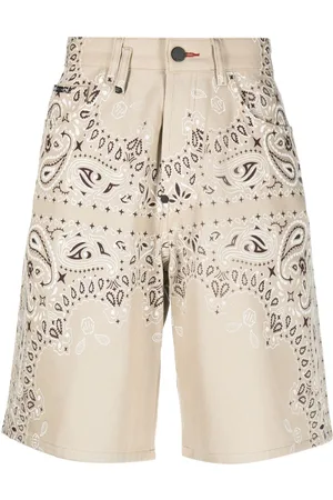 Philipp Plein Shorts denim con stampa bandana