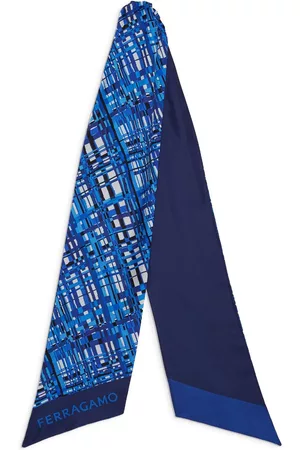 Salvatore Ferragamo Donna Accessori per capelli - Check-pattern silk headband - Blu